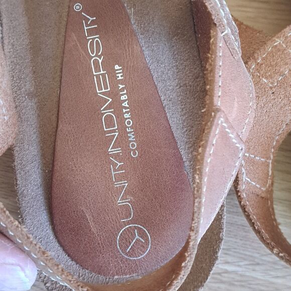 Unity in Diversity Ronda Women’s Sandals Tan Black Leather Slingback Size 40 US - Picture 4 of 13